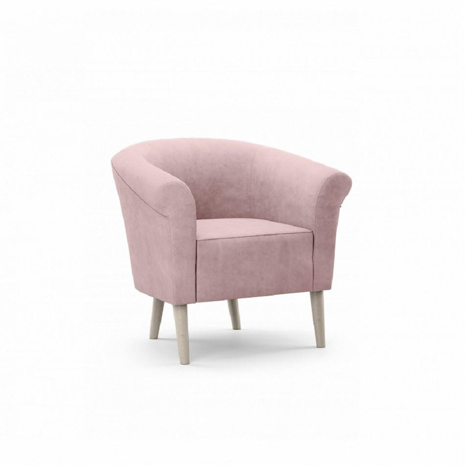 SESSEL Pero Rosa, Buchenholz Beine, Lehnstuhl mit weicher Rückenlehne - Buchefarben/Rosa, Holzwerkstoff (73/70/57cm) - Bettso