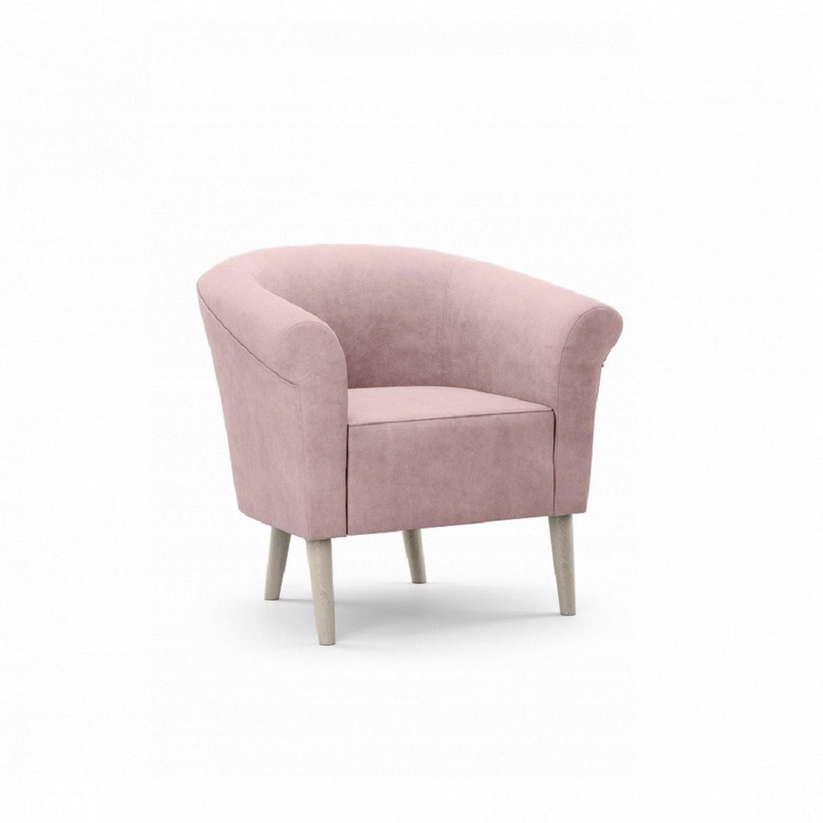 SESSEL Pero Rosa, Buchenholz Beine, Lehnstuhl mit weicher Rückenlehne - Buchefarben/Rosa, Holzwerkstoff (73/70/57cm) - Bettso