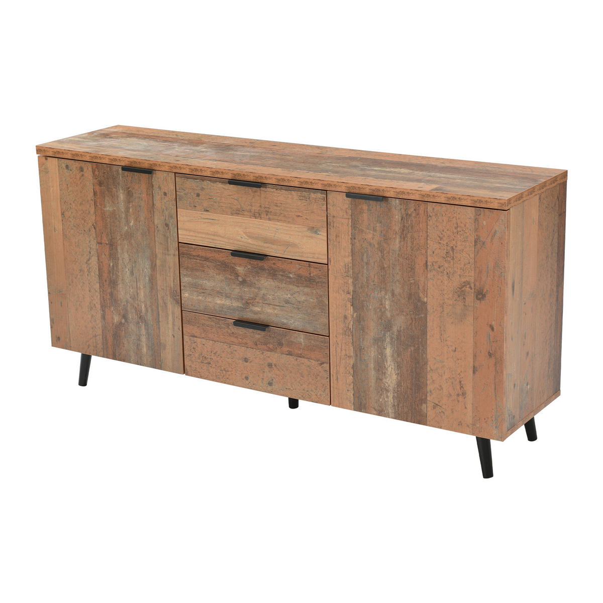 SIDEBOARD aus Spanplatte mit verstellbaren Regalen und großem Stauraum 140 × 35 × 70 cm - Braun, Holzwerkstoff (140/70/35cm) - Luhomfu