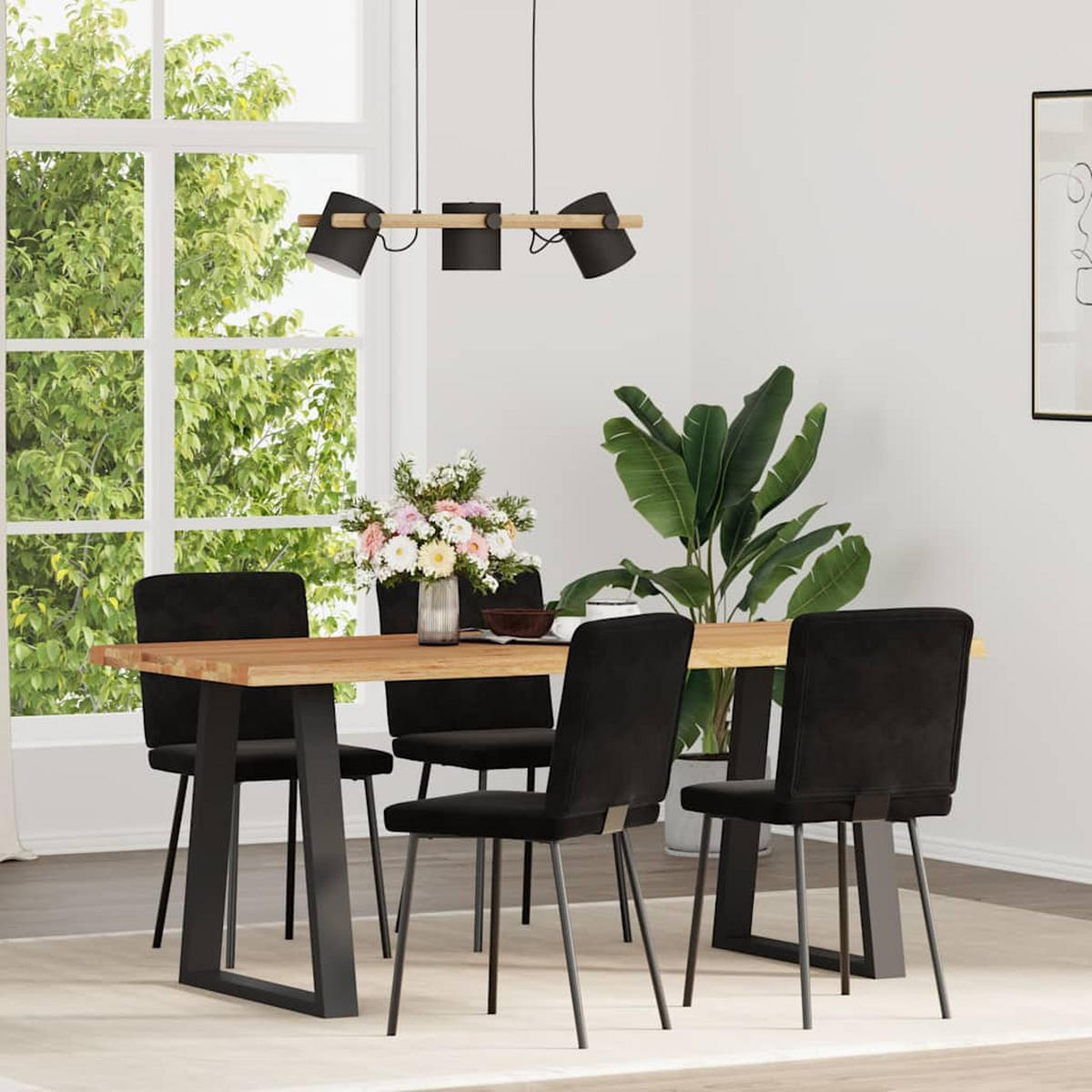 ESSZIMMERSTÜHLE 4 Stk. Schwarz Samt 45*54*83cm - Schwarz, Metall (45/83/54cm) - ZMH