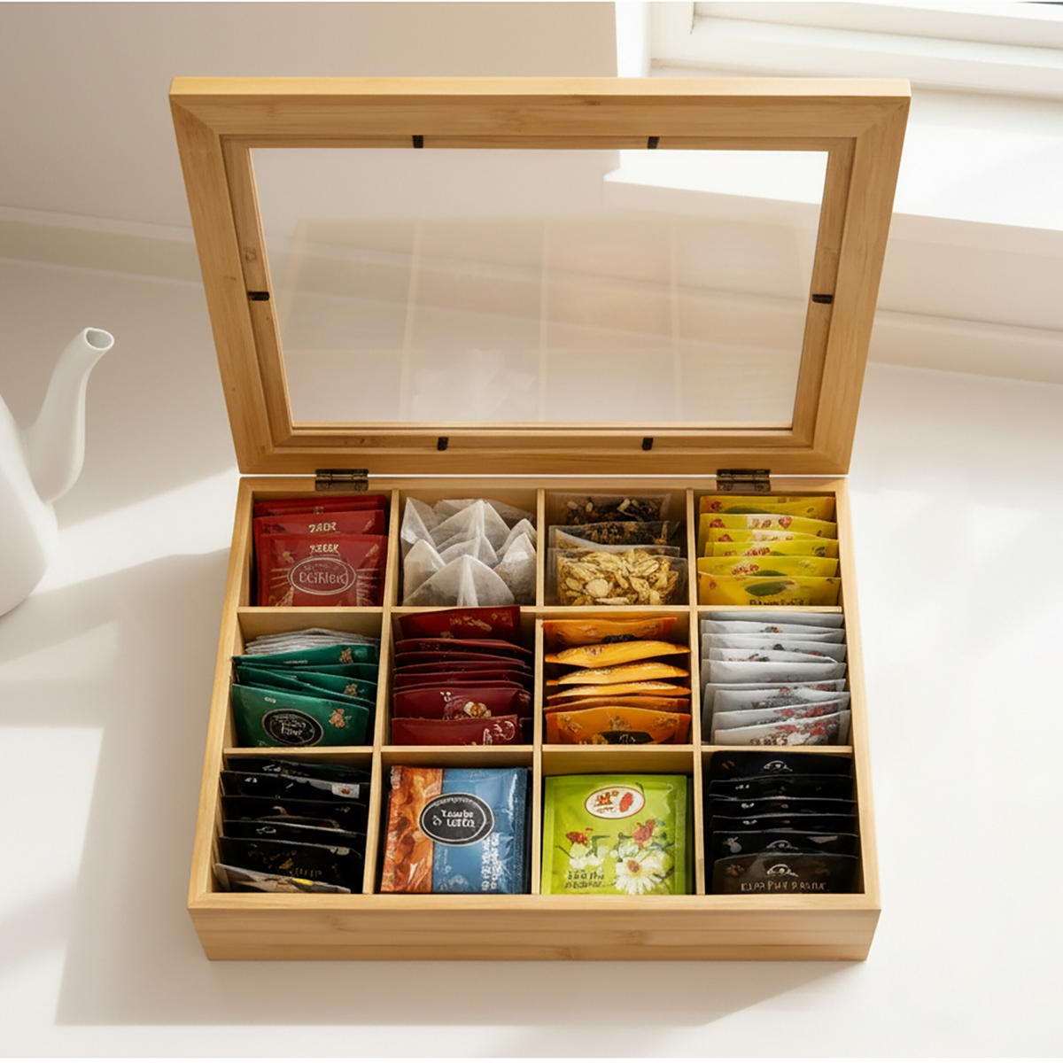 TEEBOX - Hellbraun, Holz/Kunststoff (28/9/23cm) - Relaxdays