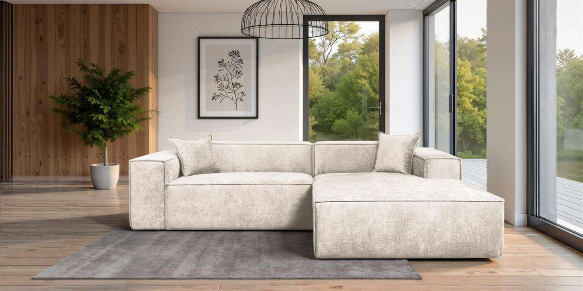 ECKSOFA Carlota - Creme, Holzwerkstoff/Textil (270/192cm) - Fun Möbel