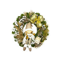 LAALU WEIHNACHTSKRANZ künstlich dekoriert grün CUTE PANEL 45 cm für Tisch und hängen - Beige/Grün, Kunststoff (45cm) - LAALU