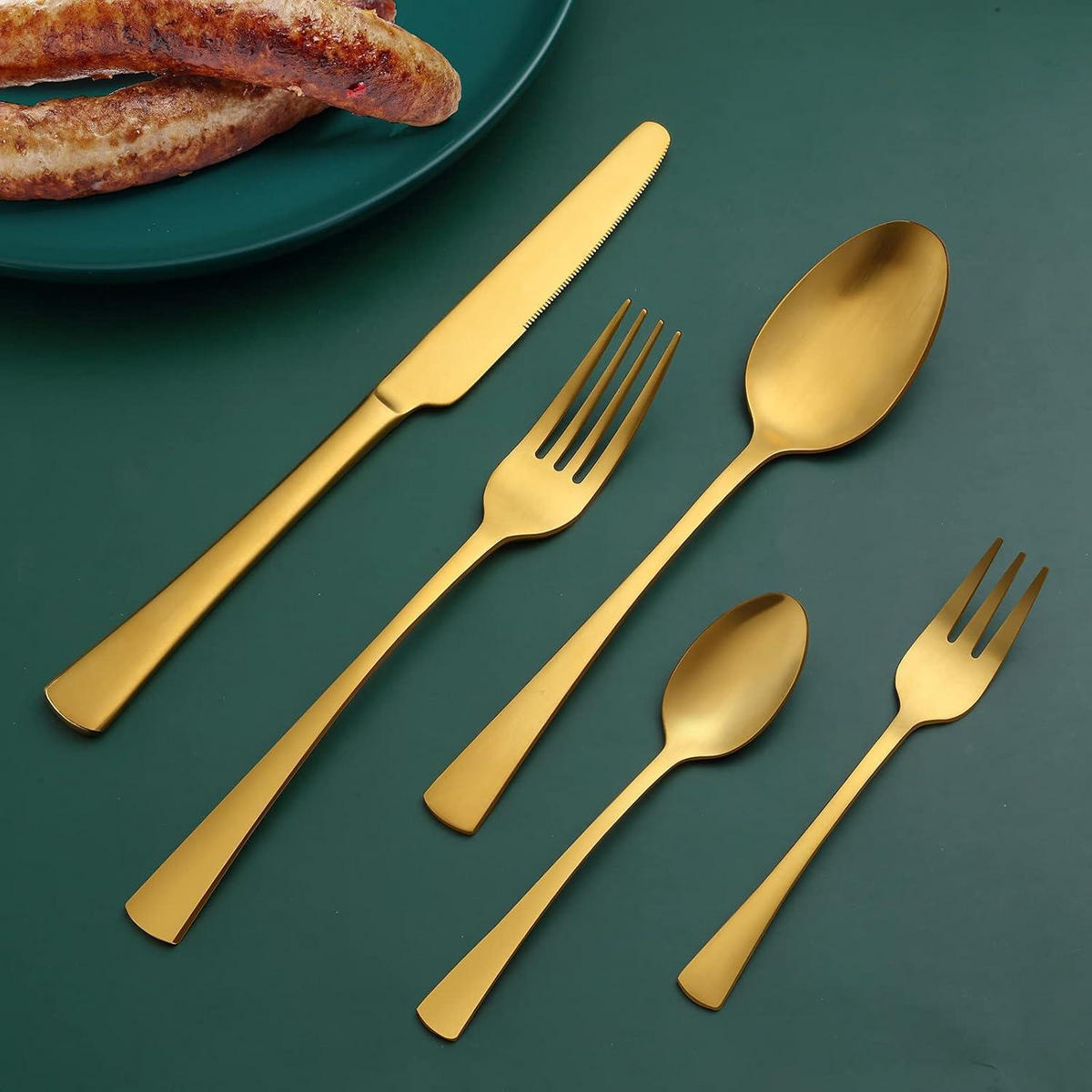 BESTECKSET 30-teilig matt Gold für 6 Personen - Goldfarben, Metall