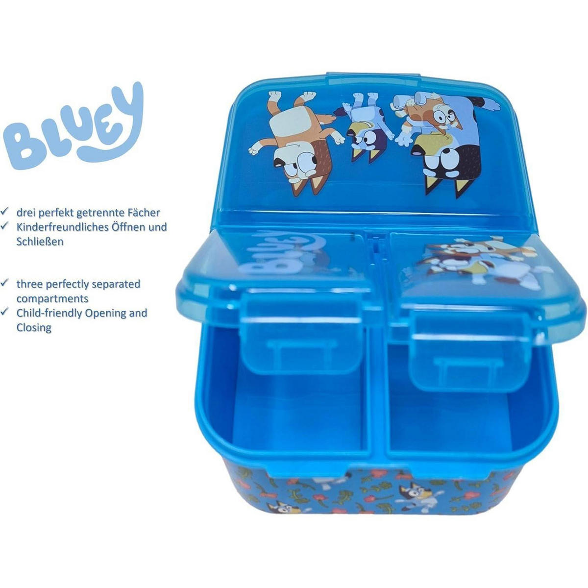 BROTDOSE mit Fächern Bluey 18 cm - Multicolor, Kunststoff (14/7/18cm)