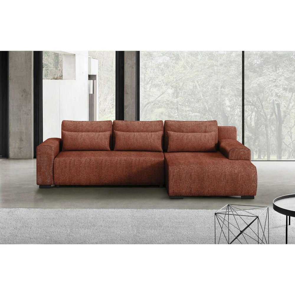 ECKSCHLAFSOFA Benny dunkelrot rechts - Schwarz/Dunkelrot, Kunststoff/Textil (271/185cm) - Beautysofa