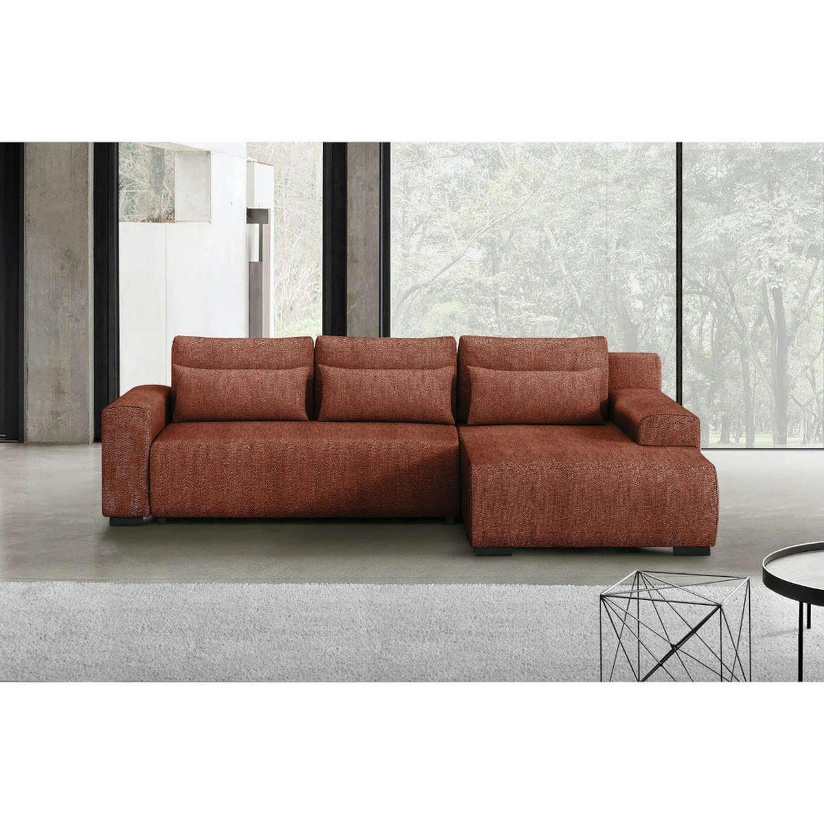 ECKSCHLAFSOFA Benny dunkelrot rechts - Schwarz/Dunkelrot, Kunststoff/Textil (271/185cm) - Beautysofa