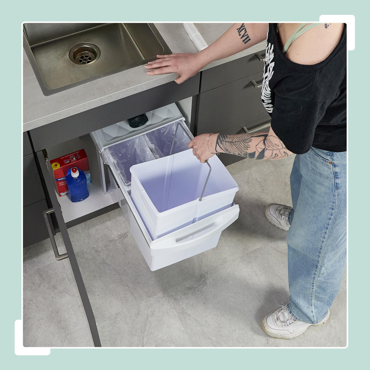 EINBAUMÜLLEIMER - Weiß, Kunststoff/Metall (34/34.6/51.8cm) - Relaxdays