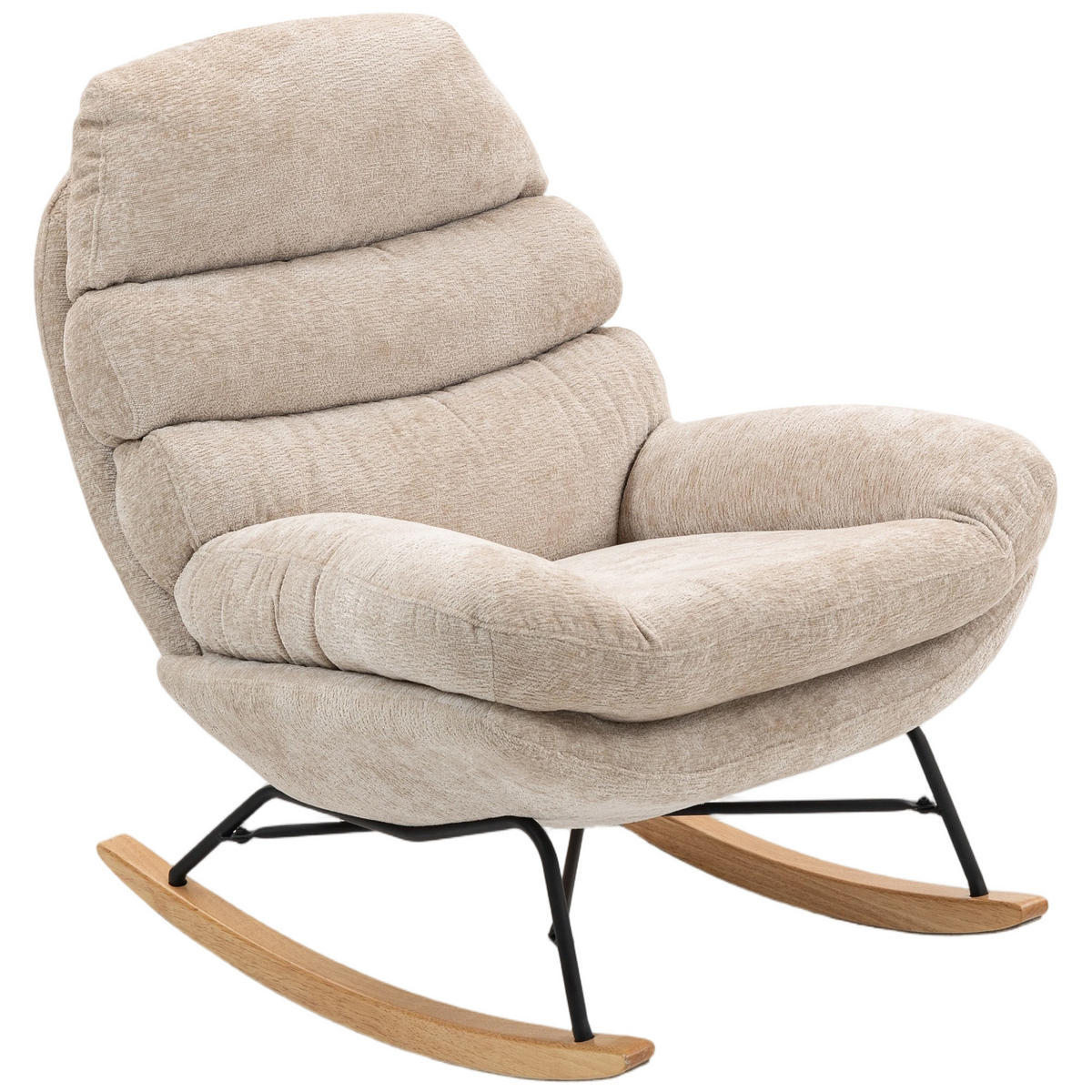 SCHAUKELSTUHL DE-07591 mit Stahlbeinen und Holzkufen Cremeweiß - Creme, Metall (80/91/103cm) - ComfortXL
