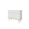 KOMMODE KSZ-107 - KSZ-107, Hochglanz, Schubladen Push-to-Open 107x39x85 cm Weiß/Gold - Goldfarben/Weiß, Holzwerkstoff/Kunststoff (107/85/39cm) - DomoHome