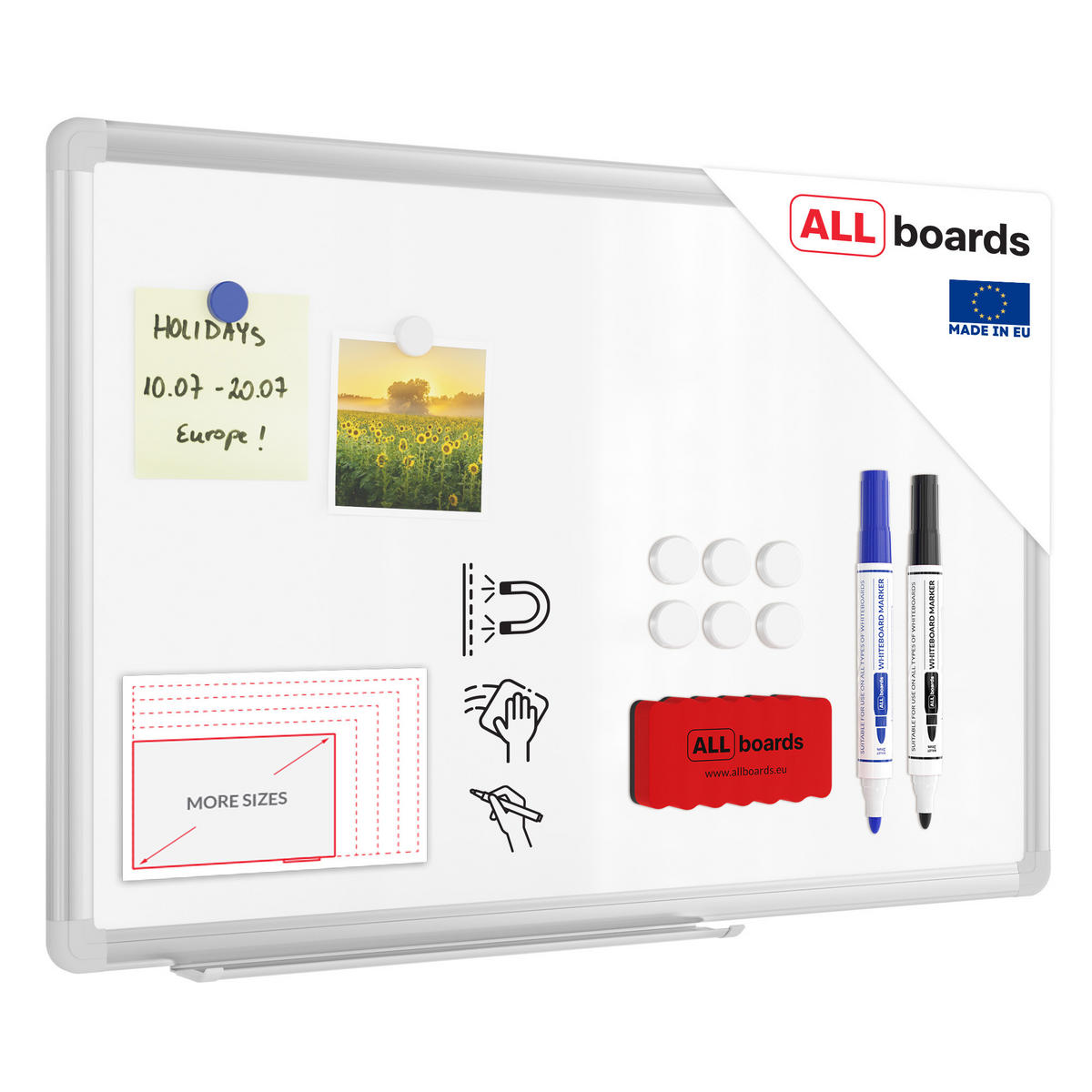 WHITEBOARD Magnetisch 60x40cm - PREMIUM EXPO Alurahmen - Weiß, Metall (60/40/1.6cm) - ALLboards