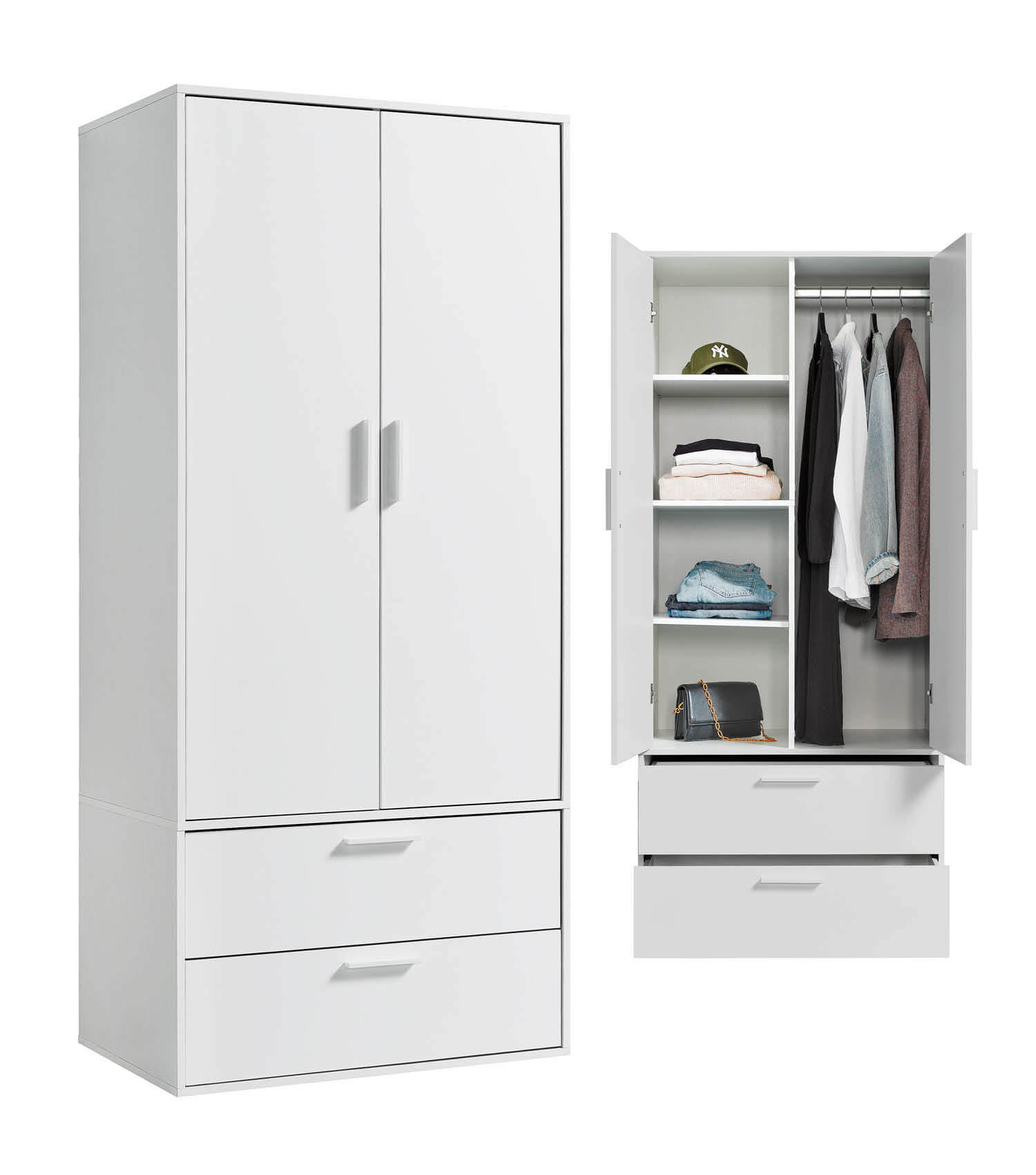 KLEIDERSCHRANK Der Kleiderheld - Weiß, Holzwerkstoff (80/180/51cm) - Mokebo