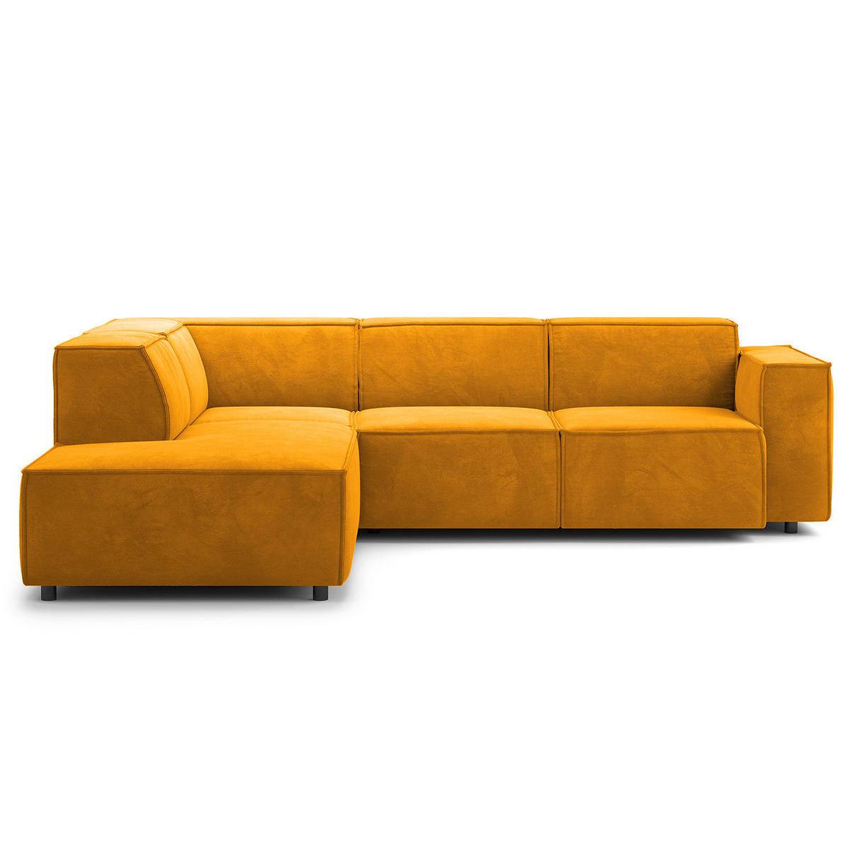 ECKSOFA mit Ottomane - Gelb/Schwarz, Kunststoff/Textil (260/234cm) - home24