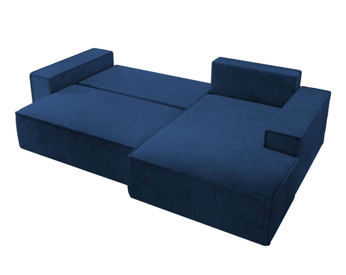 ECKSOFA Farese Dunkelblau Cordbezug - Schwarz/Dunkelblau, Kunststoff/Textil (267/167cm) - Selsey