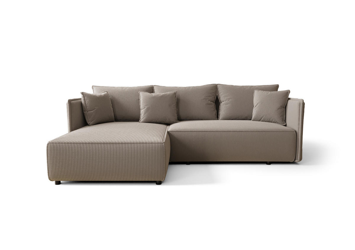 ECKSOFA MONDE CORD L - Links CAPPUCCINO - Schwarz/Cappuccino, Kunststoff/Textil (175/245cm) - Luxkor24