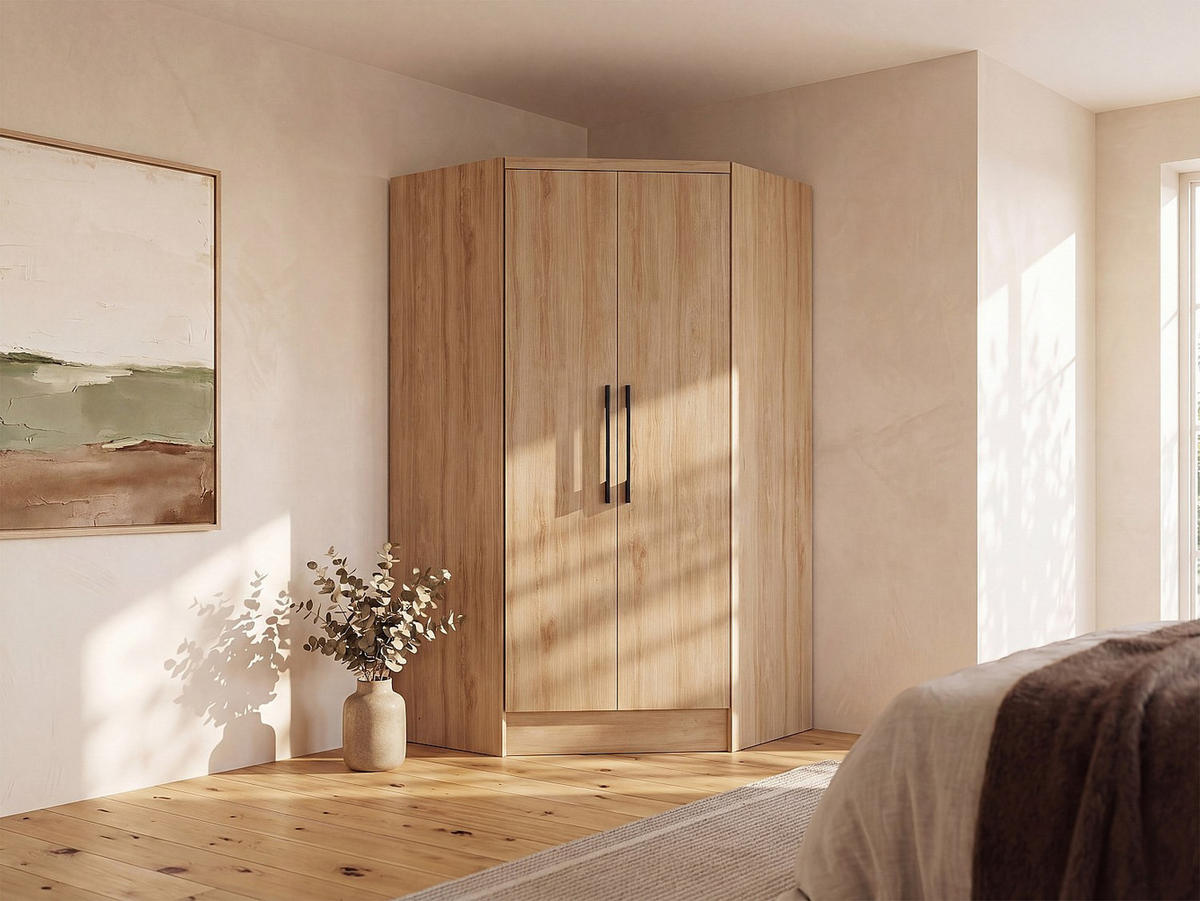 KLEIDERSCHRANK - 101.5 cm x 101.5 cm - Holz, Platte - Naturfarben Hell AURALI - Naturfarben, Holz (101.5/182/101.5cm) - Vente-Unique