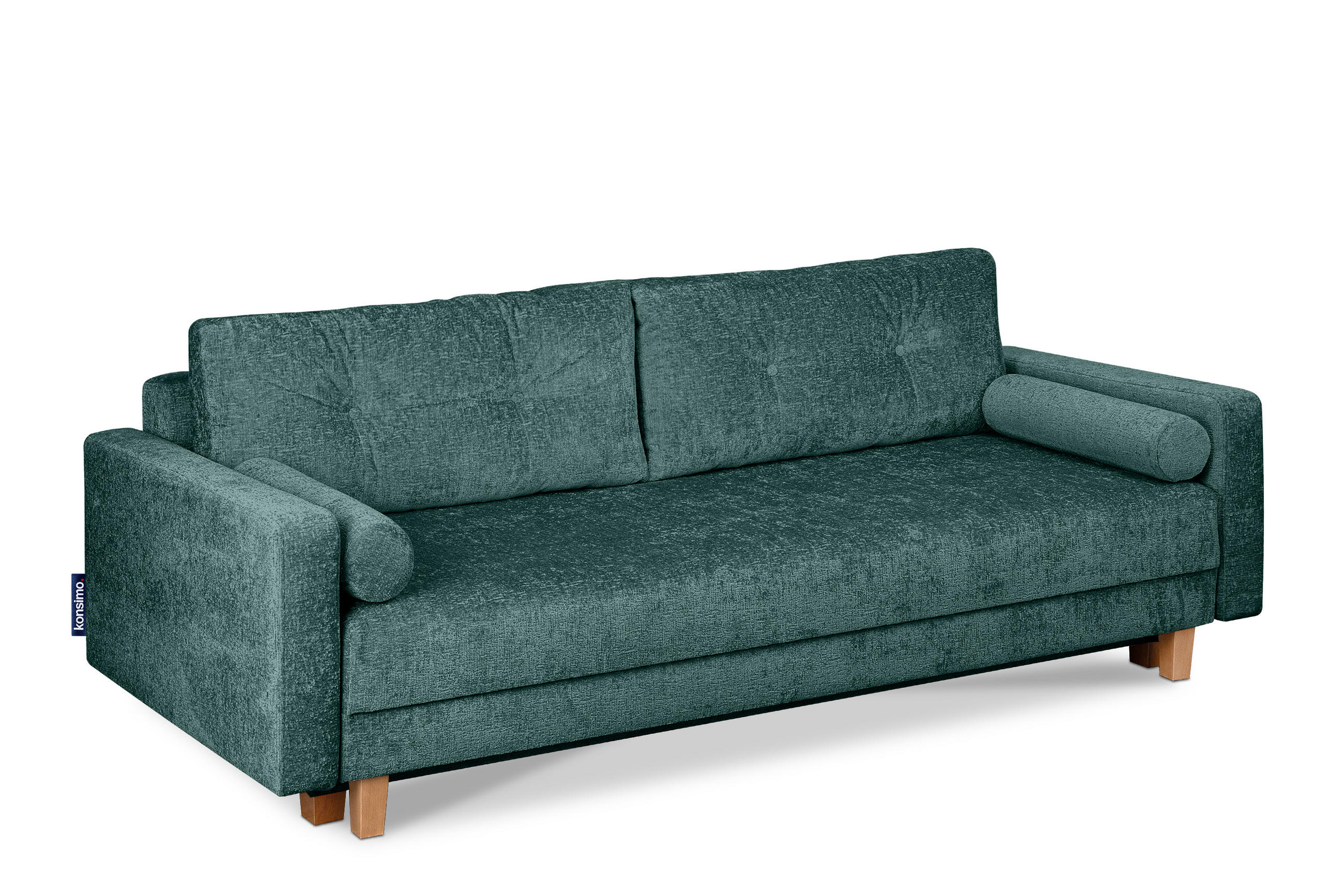 3-SITZER-SCHLAFSOFA ERISO mit weiche Sitzfläche und hohe Rückenlehne, Chenille-Stoff, blau - Blau/Opal, Textil (220/80/100cm) - KONSIMO®