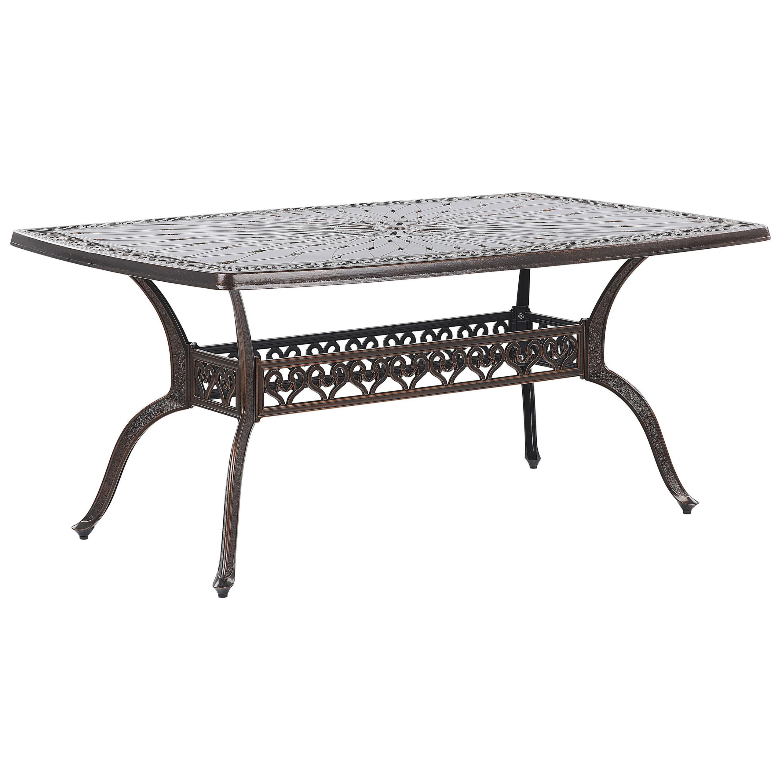 GARTENTISCH Aluminium dunkelbraun 102x165 cm Lizzano - Dunkelbraun, Metall (165/102/72cm) - Beliani
