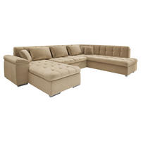 WOHNLANDSCHAFT Niko Bis Premium, Seite: Links - Beige, Holz/Textil (348/76/205cm) - MIRJAN24