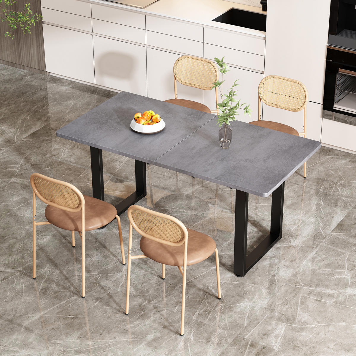 ESSTISCH aus Spanplatte und Metall 140x70x75 cm Schwarz/Grau im Industriestil mit großzügiger Tischplatte - Schwarz, Holzwerkstoff (140/70/75cm) - Modfu