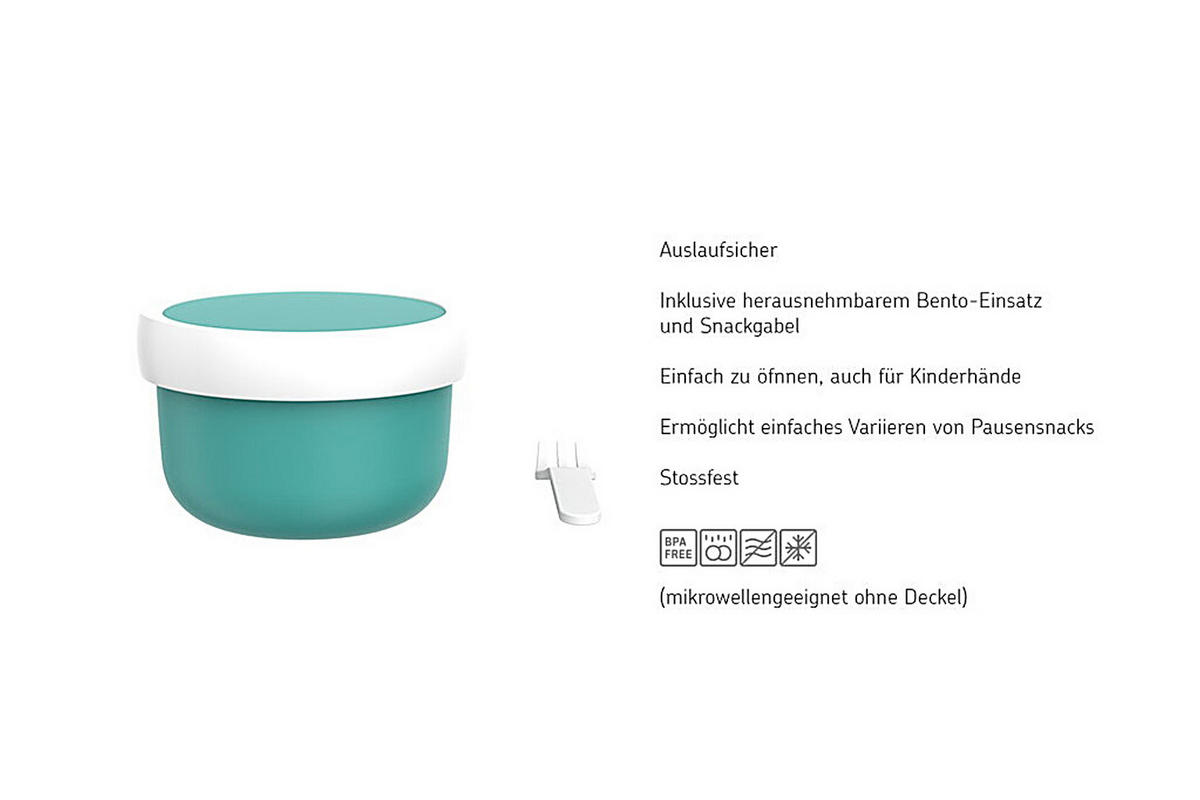 FRUCHTBOX MIT GABEL Campus blau 300 ml - Blau, Kunststoff (6.7/10.4/6.7cm) - Mepal