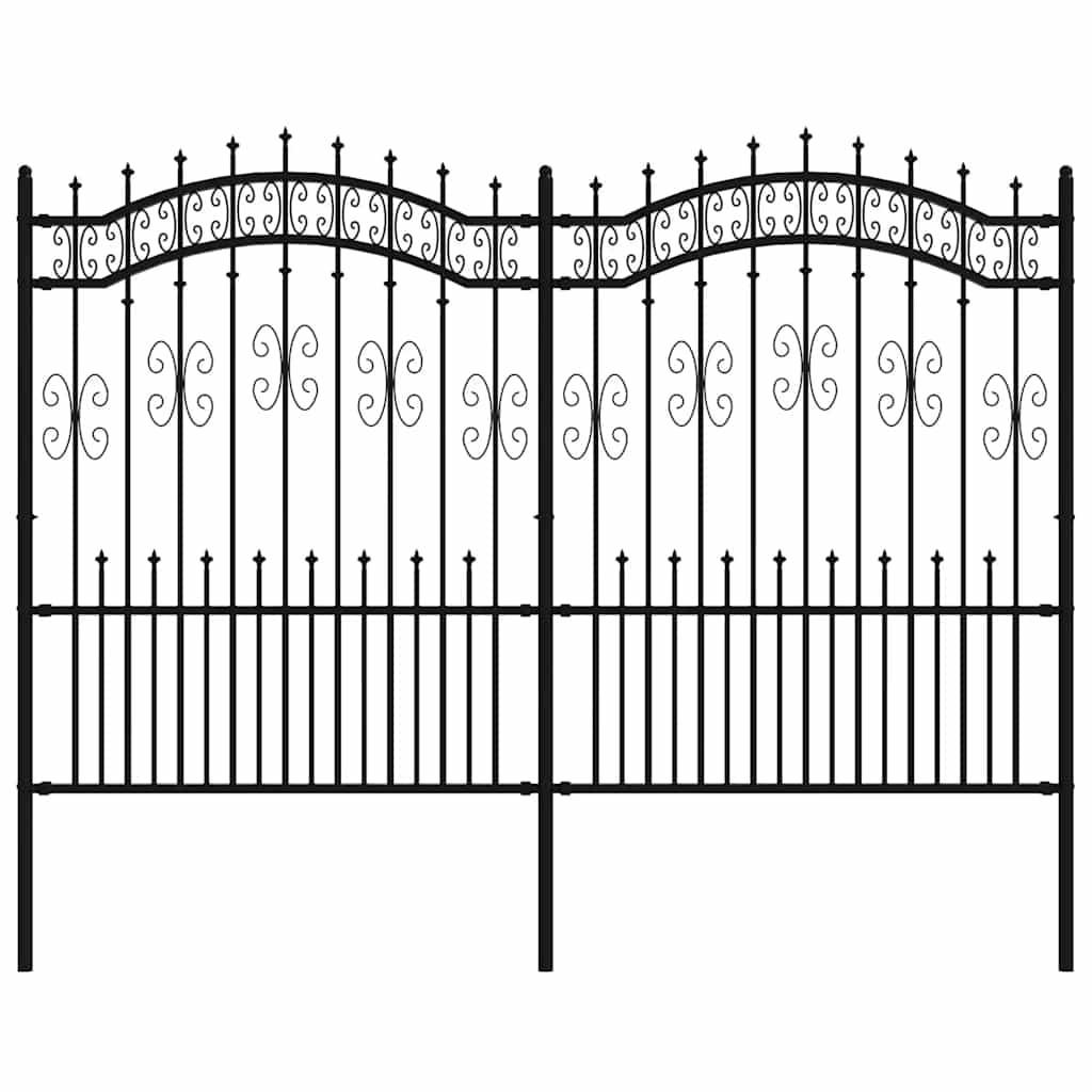 GARTENZAUN mit Speerspitze, 240/150 cm, aus Pulverbeschichteter Stahl, Schwarz - Schwarz, Metall (240/140cm) - vidaXL