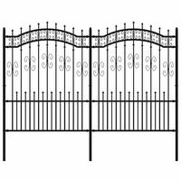 GARTENZAUN mit Speerspitze, 240/150 cm, aus Pulverbeschichteter Stahl, Schwarz - Schwarz, Metall (240/140cm) - vidaXL