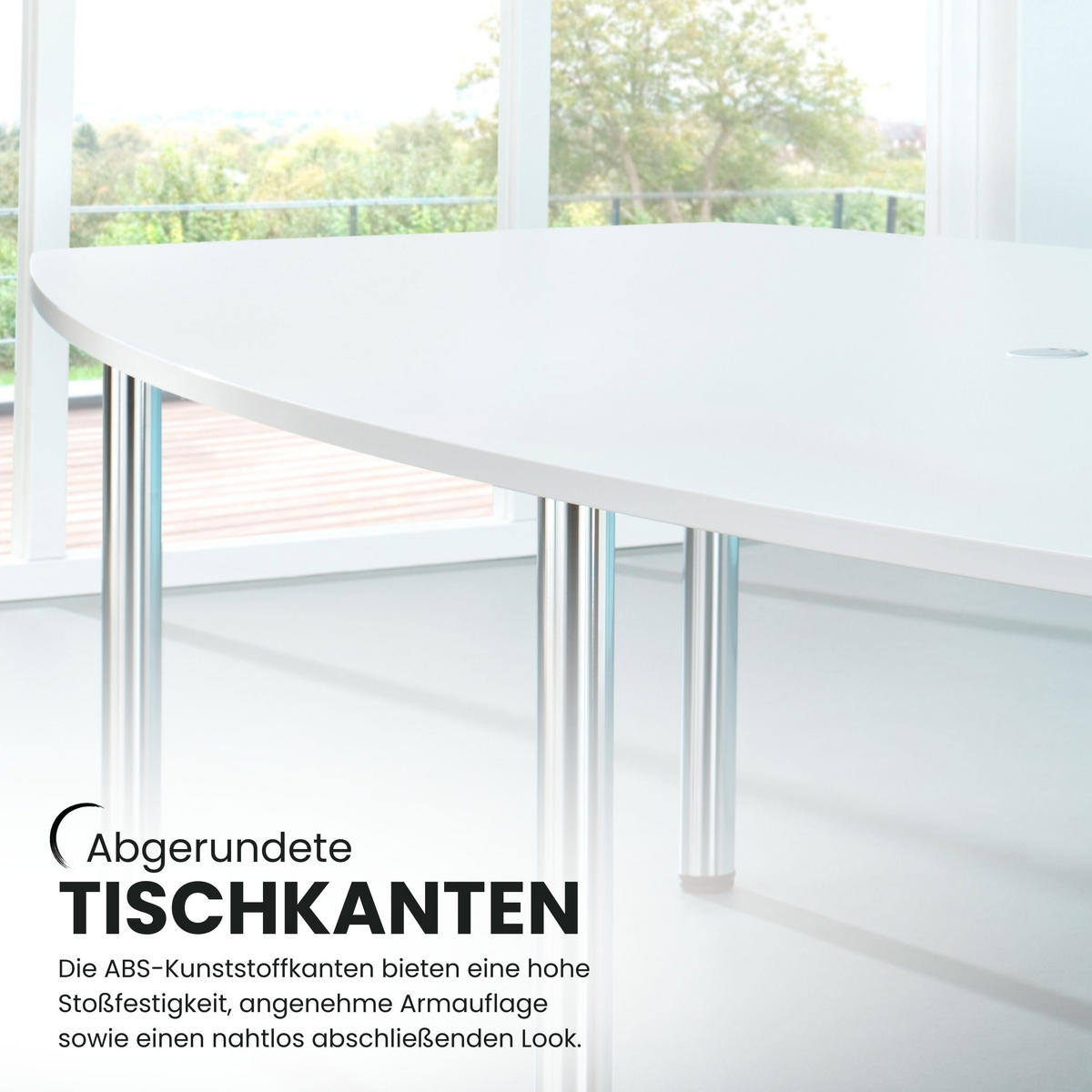 KONFERENZTISCH groß KT40 130/400/74 cm in Weiß/Chromfüße - Chromfarben/Weiß, Holzwerkstoff (130/400/74cm) - bümö