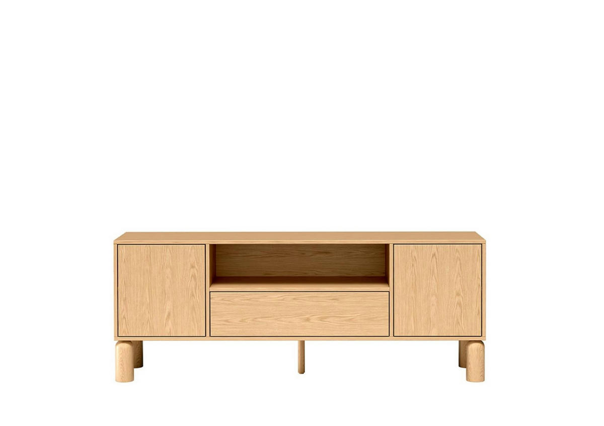 RTV-SCHRANK Sanden Eiche, dreitürige TV-Tisch mit Schublade - Eichefarben, Holzwerkstoff (160/61/41cm) - Bettso