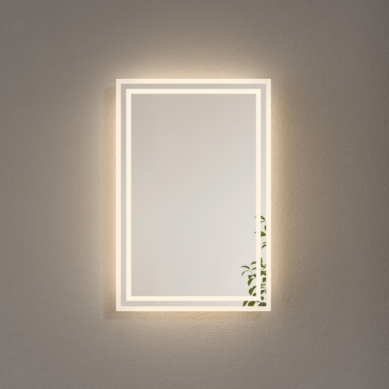 BADSPIEGEL mit Beleuchtung 60/40/3,5 cm - Weiß, Glas (40/3.5/60cm) - EMKE