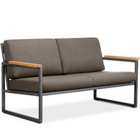 GARTENSOFA TRIBO 2-Personen ,Anthrazit|Beige - Anthrazit/Beige, Holz/Textil (130/65/60cm) - KONSIMO®