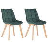 STUHL 2er Set Samt Grün - Eukalyptusholzfarben/Grün, Holz/Textil (46/82/61cm) - CLP