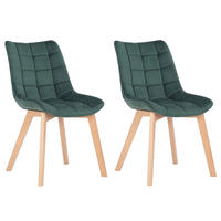 STUHL 2er Set Samt Grün - Eukalyptusholzfarben/Grün, Holz/Textil (46/82/61cm) - CLP
