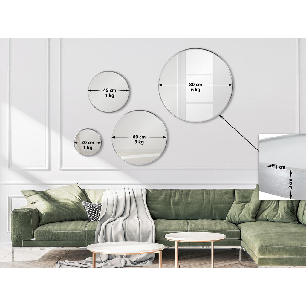 Thumbnail - CLP Wandspiegel, Silber, Metall, 30x30x3 cm, Spiegel, Wandspiegel