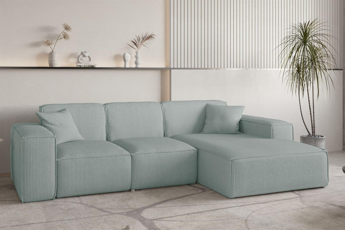 ECKSOFA Celes Premium Stoff Scala - Pastellblau, Holzwerkstoff/Textil (266/165cm) - Fun Möbel