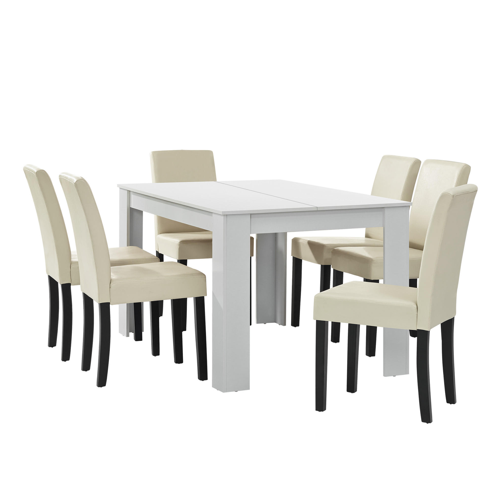 TISCHGRUPPE Forssa - Creme/Weiß, Holz/Holzwerkstoff (140/77/90cm) - [en.casa]
