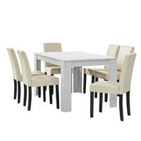 TISCHGRUPPE Forssa - Creme/Weiß, Holz/Holzwerkstoff (140/77/90cm) - [en.casa]