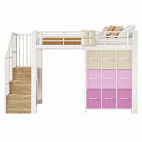 HOCHBETT mit Stauraumtreppe 90x200 cm Metall/MDF Weiß - Weiß, Metall (90/200cm) - Meubliv