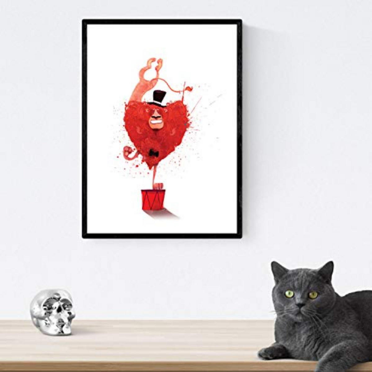 POSTER Set mit 4 Leon Acobata meditierend Bär Elefant Fahrrad und Zauberer A4 Schwarzer Rahmen - Schwarz, Papier (29.7/3cm) - Nacnic