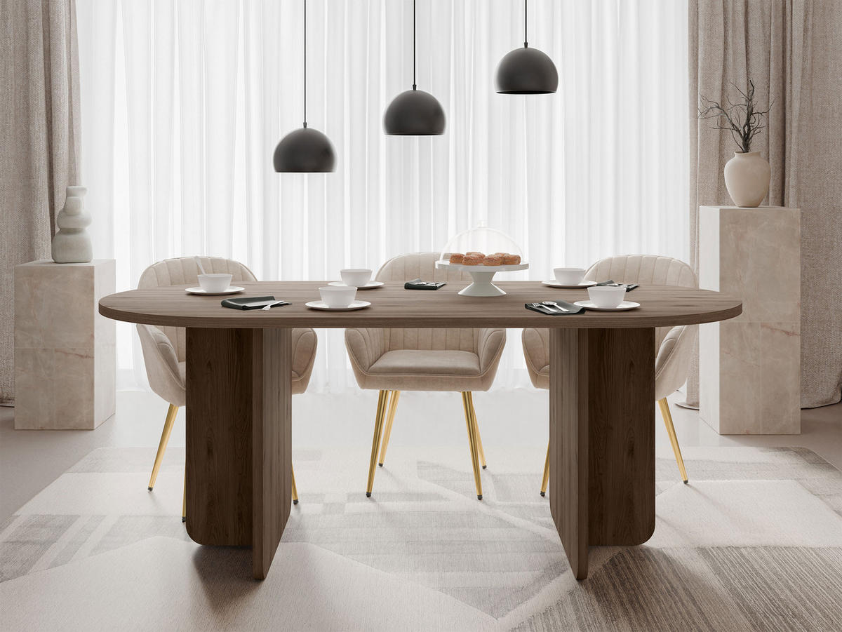 ESSTISCH Xuala - Nussbaumfarben, Holzwerkstoff (185/90/75cm) - MIRJAN24