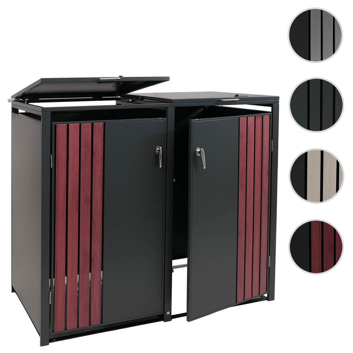 2ER-MÜLLTONNENVERKLEIDUNG Anthrazit, Dunkelbraun - Anthrazit/Dunkelbraun, Metall (132/122/84cm) - MCW