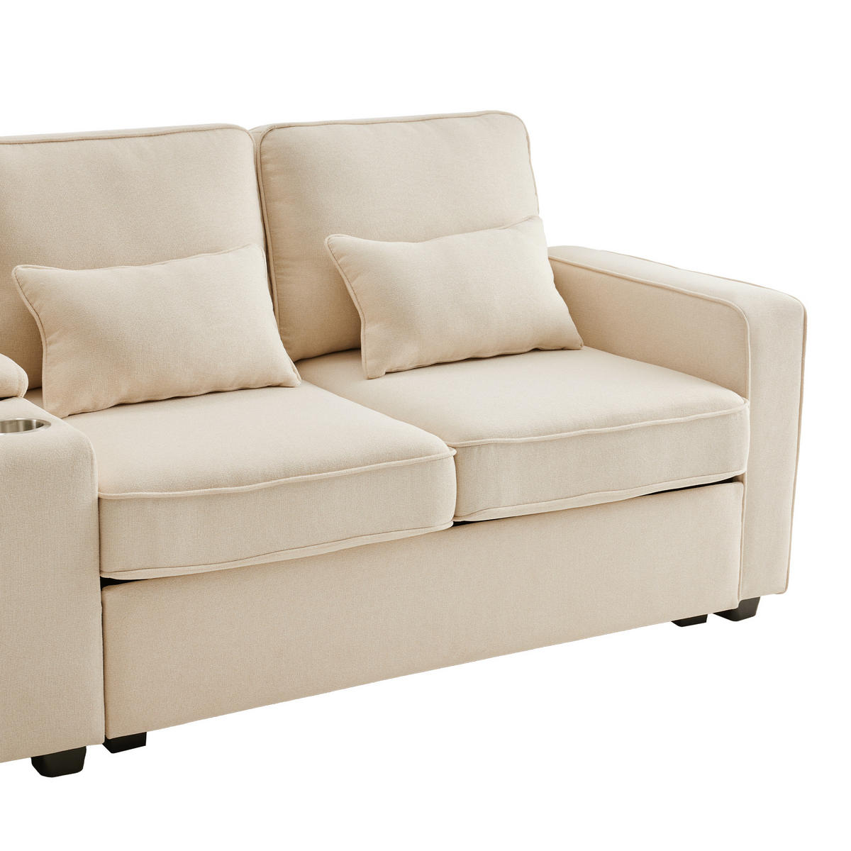 4-SITZER Sofa 290x83x88 mit Konsole, USB, Leinenbe, beige - Beige, Textil (83/88/290cm) - Luhomfu