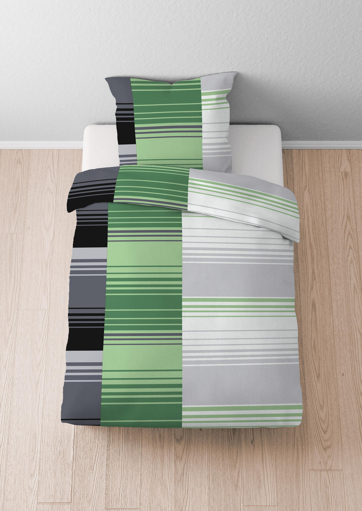 BETTWÄSCHE-GARNITUR Seersucker Karo sturmgrau, 135x200 cm + 80x80 cm - Grau, Textil (135/200cm) - Castell