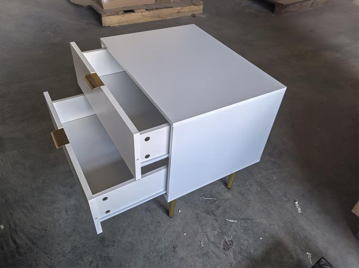 NACHTTISCH 53/41,5 cm Weiß aus MDF und Spanplatte mit 2 Schubladen - Weiß, Holzwerkstoff (53/52.5/41.3cm) - OKMYHOME