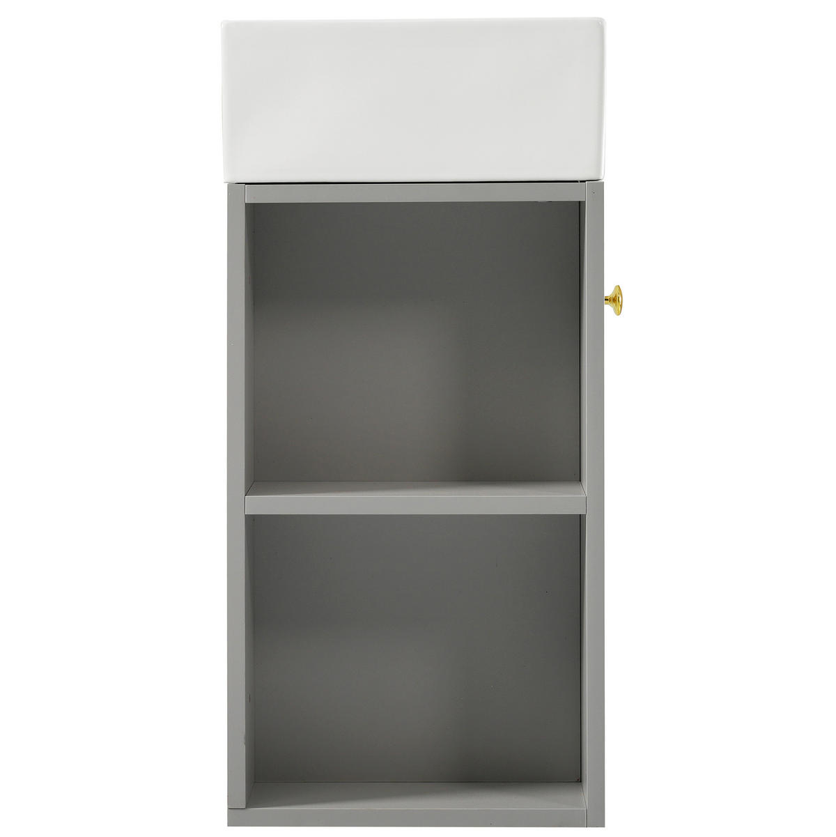 WASCHTISCHKOMBI 55 cm Grau/Weiß aus Spanplatte mit Keramikbecken und Soft-Close - Grau, Holzwerkstoff (55/66.5/31cm) - OKMYHOME