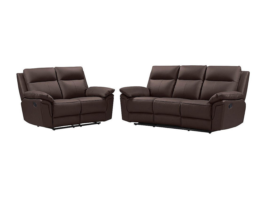 COUCHGARNITUR - 5 Personen - leder - schokoladenbraun Pakita - Braun, Leder (153/102/92cm) - Vente-Unique