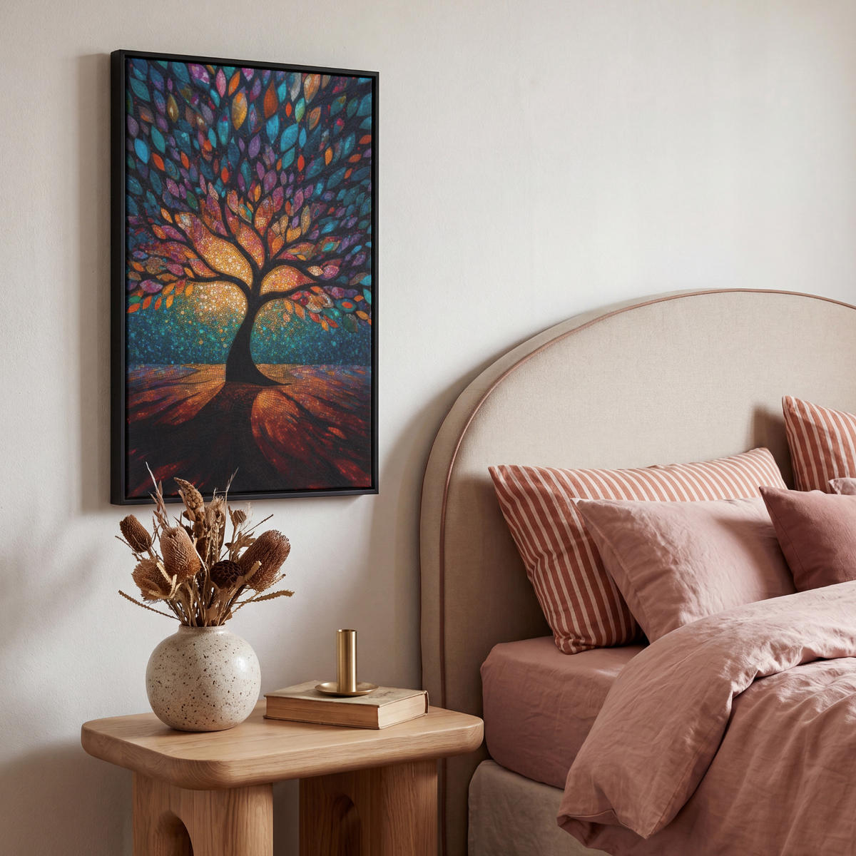 LEINWAND Bilder mit Rahmen - Mosaik - Bunt - Baum - Äste - 40x60 - Multicolor, Textil (40/60cm) - MuchoWow