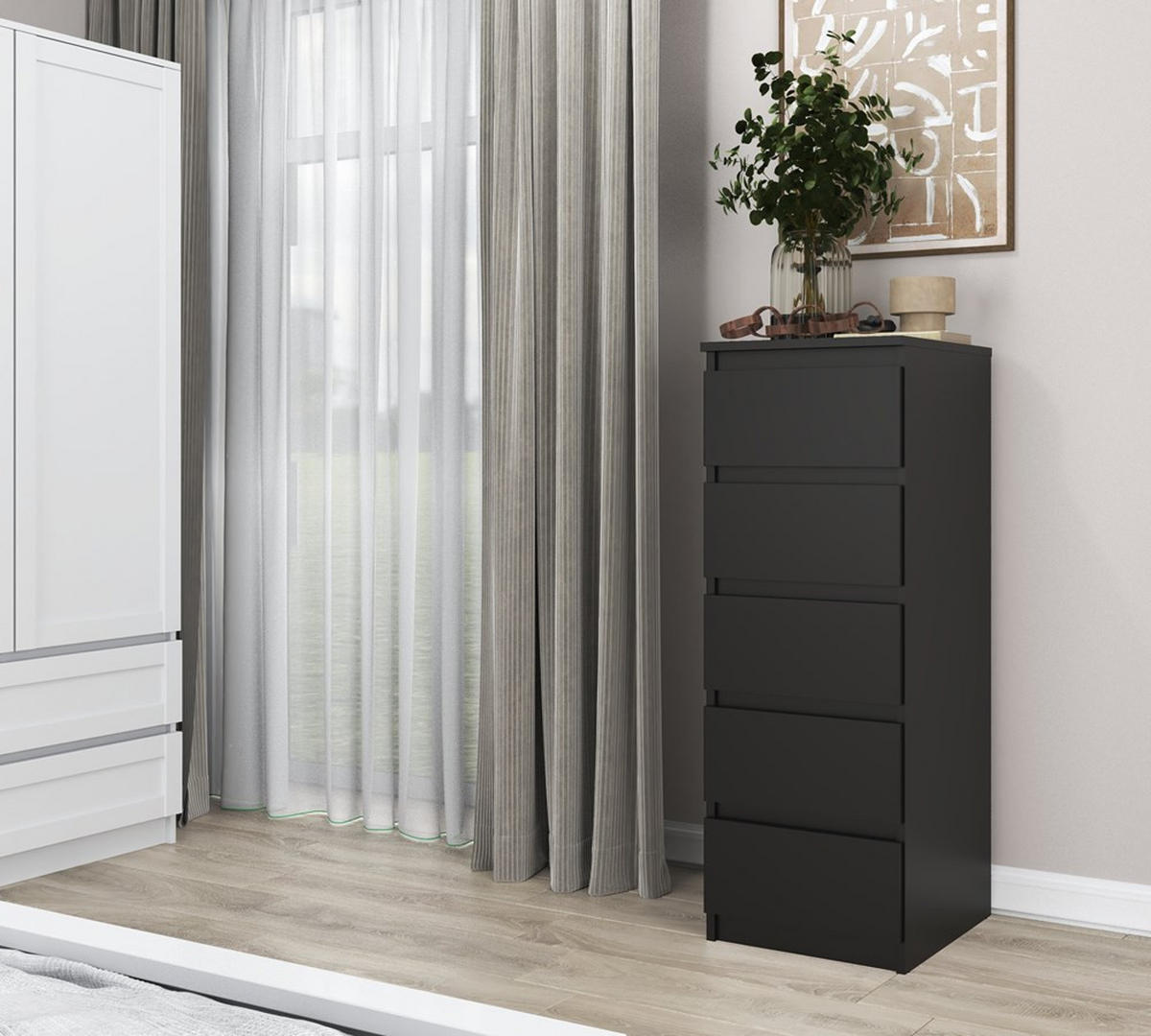 KOMMODE Schwarz 40/111/45 - Schwarz, Holzwerkstoff (40/111/45cm) - RAUMHIRSCH FURNITURE