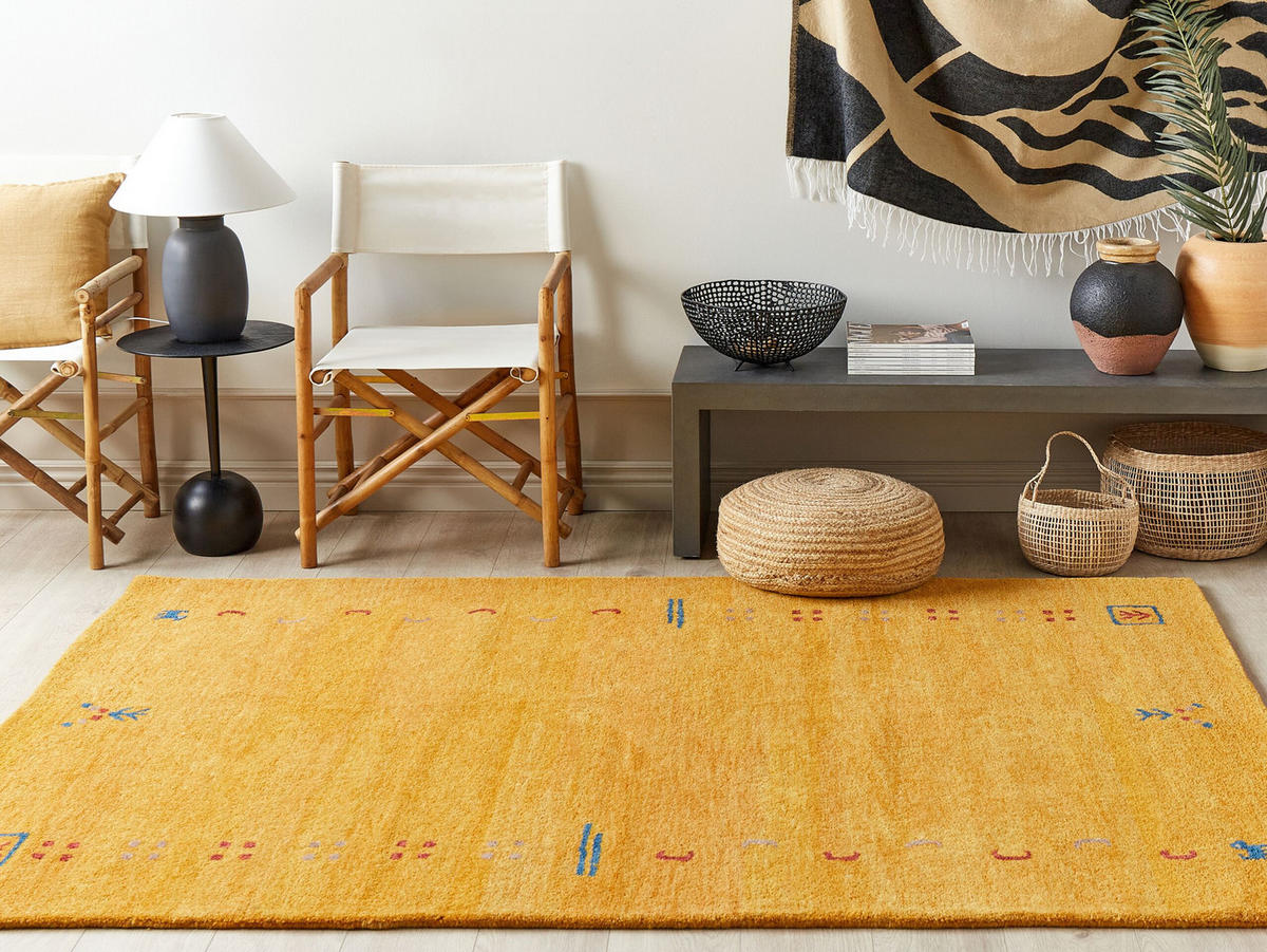KURZFLOR-GABBEH Akalan 230/160 cm - Gelb, Textil (160/230cm) - Beliani