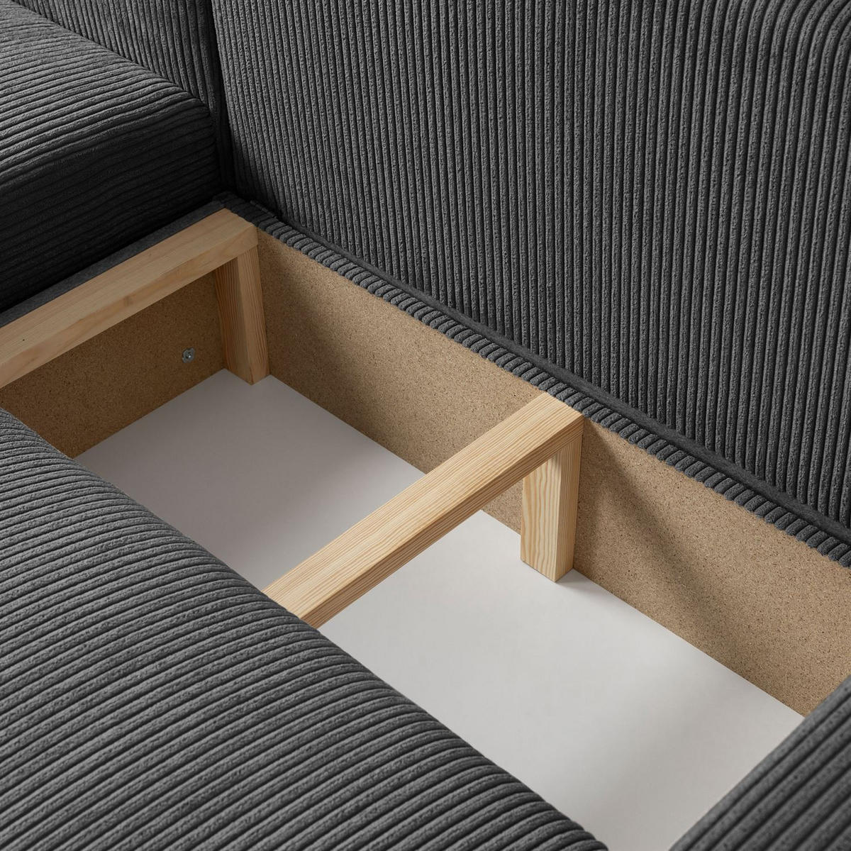 ECKSOFA OPERA L-Form mit Schlaffunktion und Bettkasten, Poso 34 - Graphitfarben, Textil (247/143cm) - Lookway